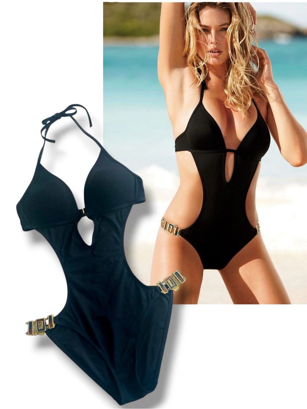 NWOT Victoria’s Secret 2014 Enamel Chain Monokini One Piece Mallot Swimsuit L